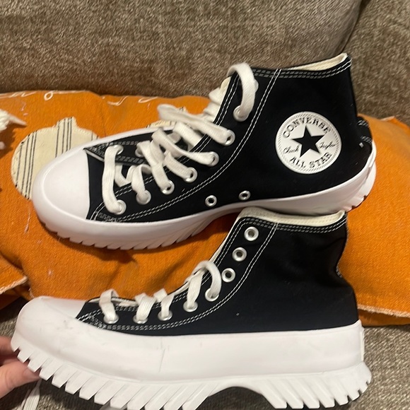 Converse Shoes - Black and white high top platform Converse shoes size 9 never worn